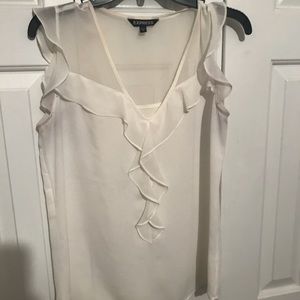 See through white frilly top